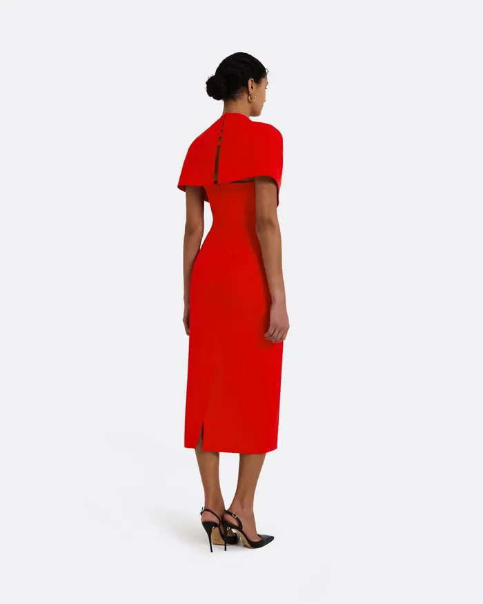 Safiyaa Dresses Women Flora Cherry Red Midi Dress Cherry Red