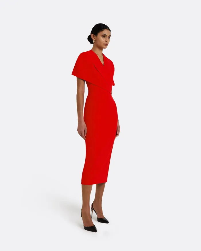 Safiyaa Dresses Women Flora Cherry Red Midi Dress Cherry Red