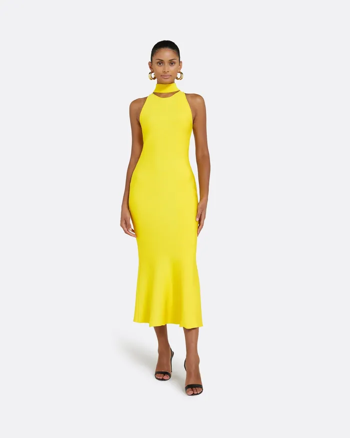 Safiyaa Knitwear Women Chasca Canary Knit Midi Dress Canary