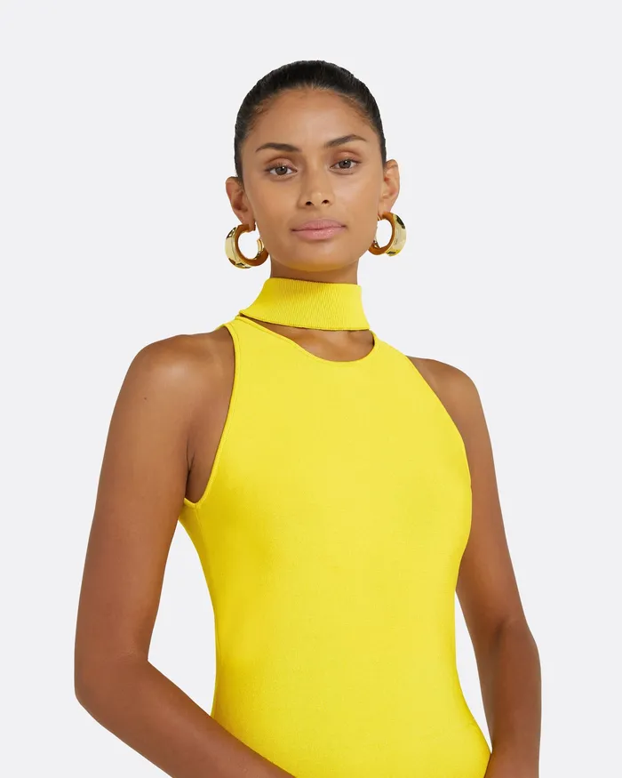 Safiyaa Knitwear Women Chasca Canary Knit Midi Dress Canary