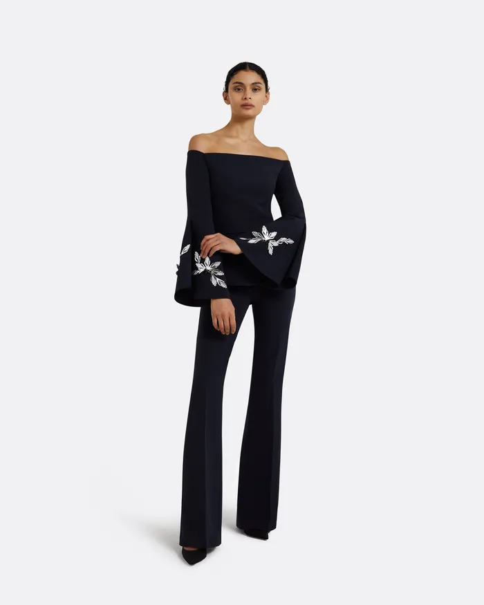Safiyaa Priela Midnight Navy Embroidered Top Midnight Navy Women Icons