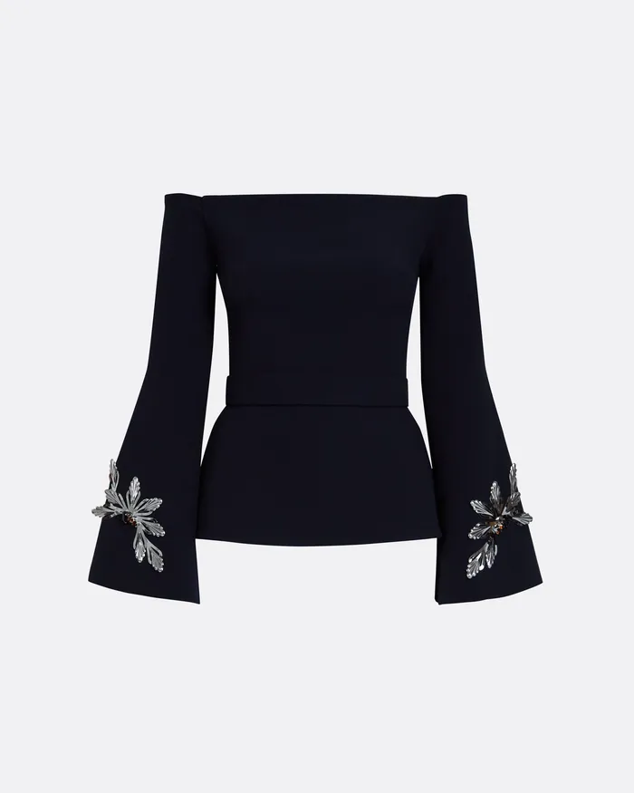 Safiyaa Priela Midnight Navy Embroidered Top Midnight Navy Women Icons