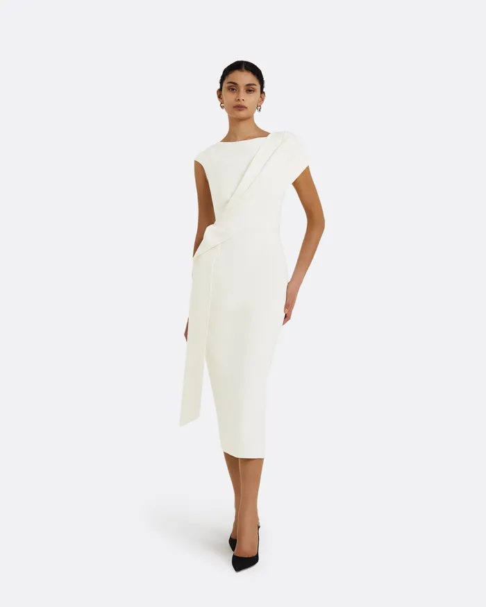 Safiyaa Regina Ivory Midi Dress Ivory Women Icons