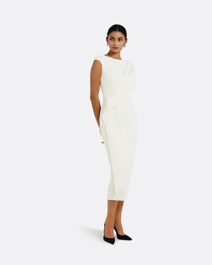 Safiyaa Regina Ivory Midi Dress Ivory Women Icons