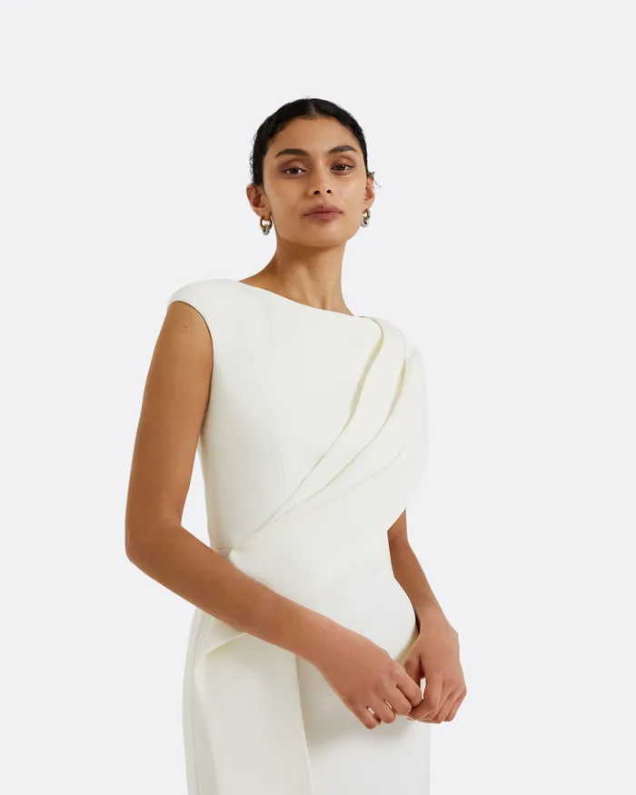 Safiyaa Regina Ivory Midi Dress Ivory Women Icons