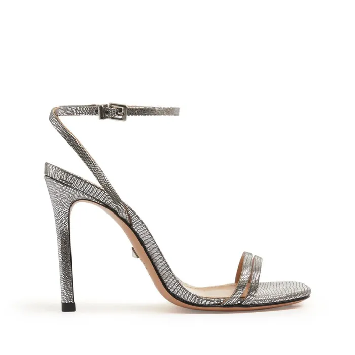 Sandals Altina EmbossedLeather Sandal Prata Silver Schutz Shoes Stiletto Heels