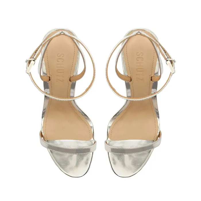 Sandals Joenn Specchio Leather Sandal Silver Schutz Shoes Stiletto Heels