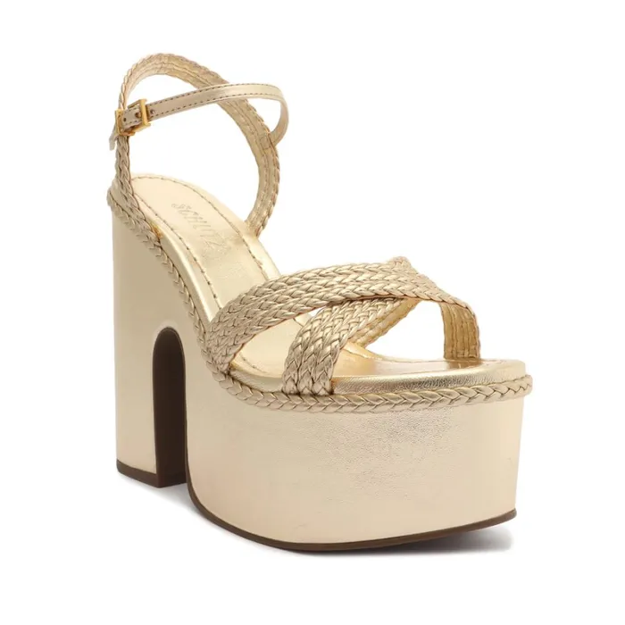 Sandals Karima Cutout Metallic Nappa Sandal Gold Schutz Shoes Platforms Sandals Karima Cutout Metallic Nappa Sandal Gold Schutz Shoes Platforms