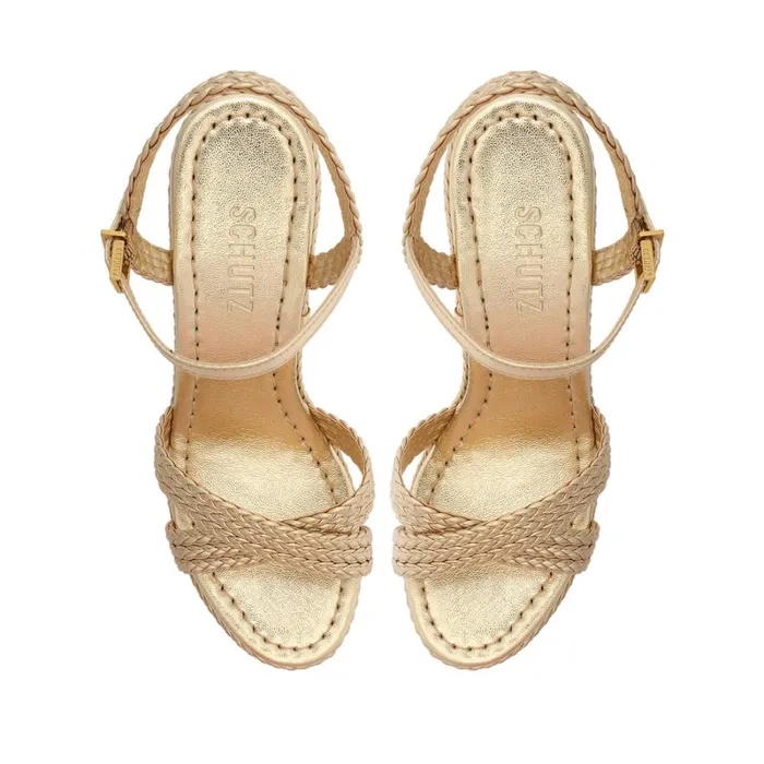 Sandals Karima Cutout Metallic Nappa Sandal Gold Schutz Shoes Platforms Sandals Karima Cutout Metallic Nappa Sandal Gold Schutz Shoes Platforms