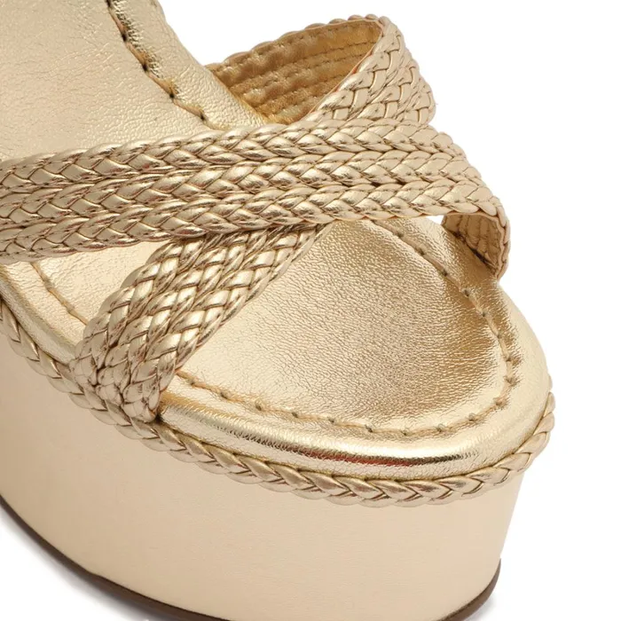 Sandals Karima Cutout Metallic Nappa Sandal Gold Schutz Shoes Platforms Sandals Karima Cutout Metallic Nappa Sandal Gold Schutz Shoes Platforms