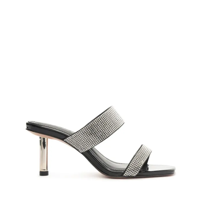 Sandals Liam Mid Metallic Nappa Leather Sandal Crystal Black Schutz Shoes Mule