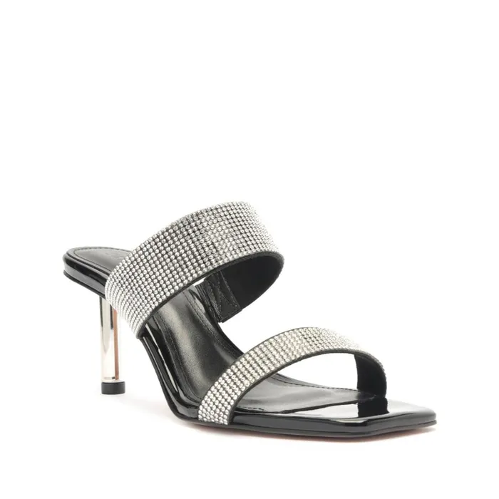 Sandals Liam Mid Metallic Nappa Leather Sandal Crystal Black Schutz Shoes Mule