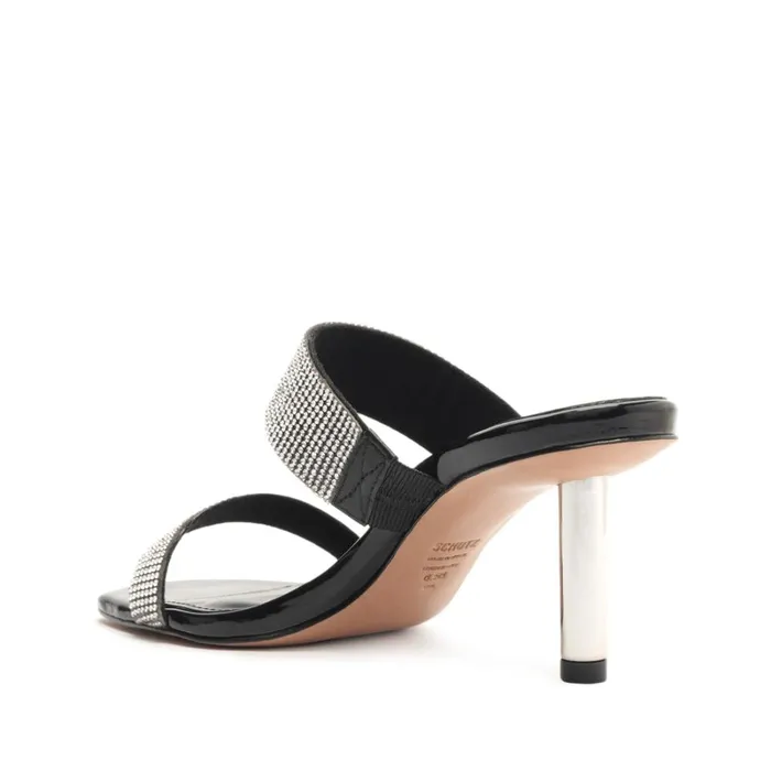 Sandals Liam Mid Metallic Nappa Leather Sandal Crystal Black Schutz Shoes Mule