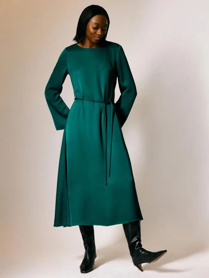 Satin Back Crepe Dress Green Women Jigsaw Dresses and Jumpsuits