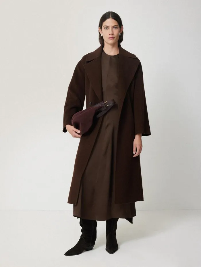 Satin Crepe Midi Dress Brown Women Jigsaw Party