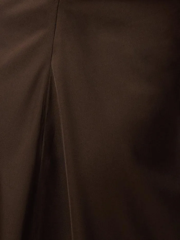 Satin Crepe Midi Dress Brown Women Jigsaw Party