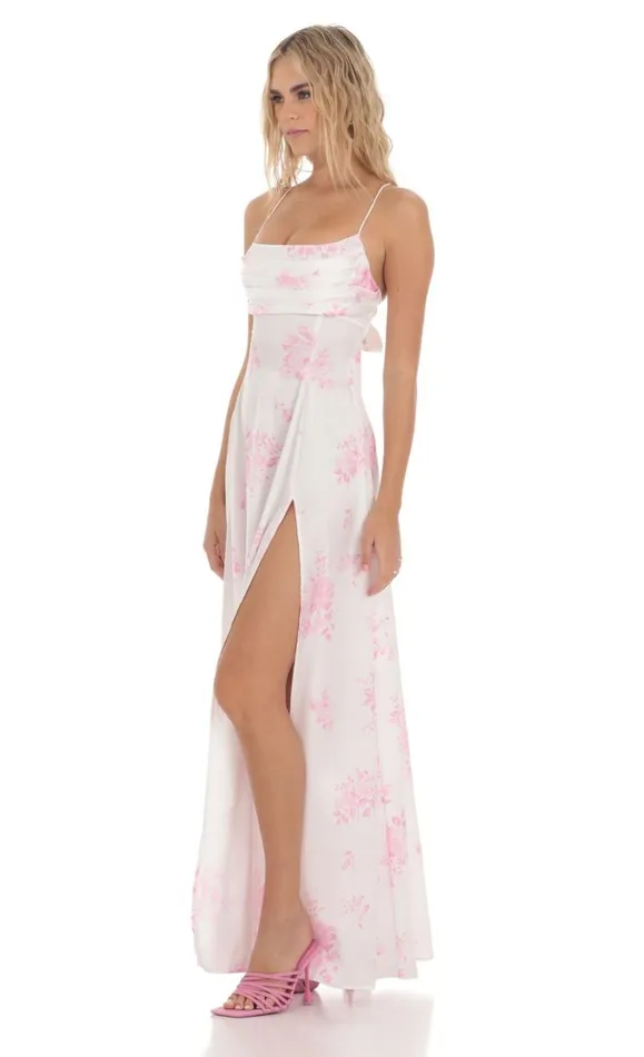 Satin Floral Maxi Dress White Women LUCY IN THE SKY Maxi Dresses Satin Floral Maxi Dress White Women LUCY IN THE SKY Maxi Dresses