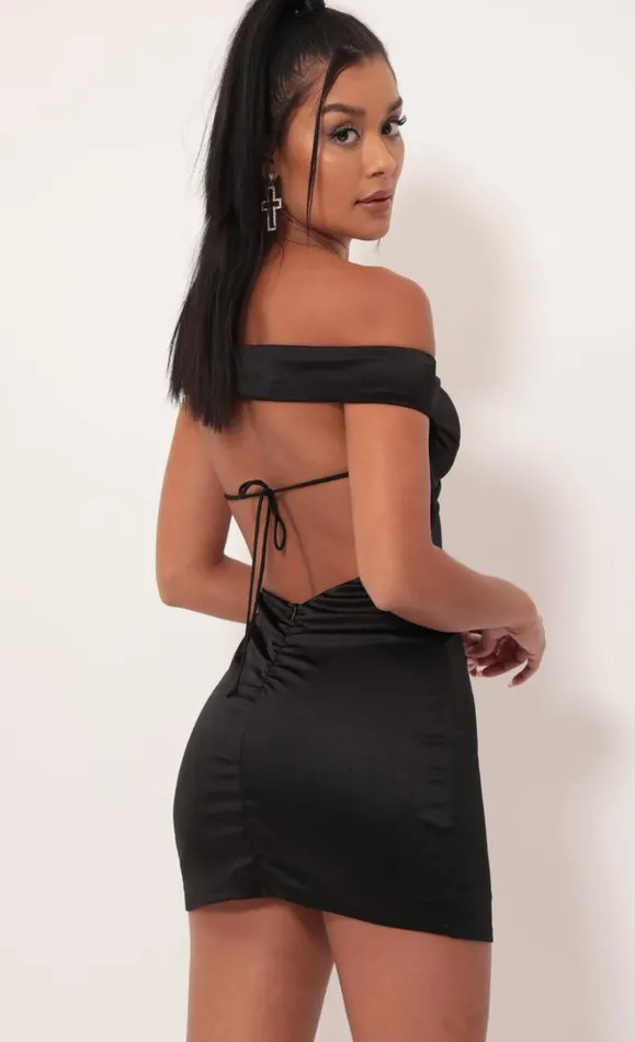 Satin Luxe Dress Black Women LUCY IN THE SKY Mini Dresses Satin Luxe Dress Black Women LUCY IN THE SKY Mini Dresses