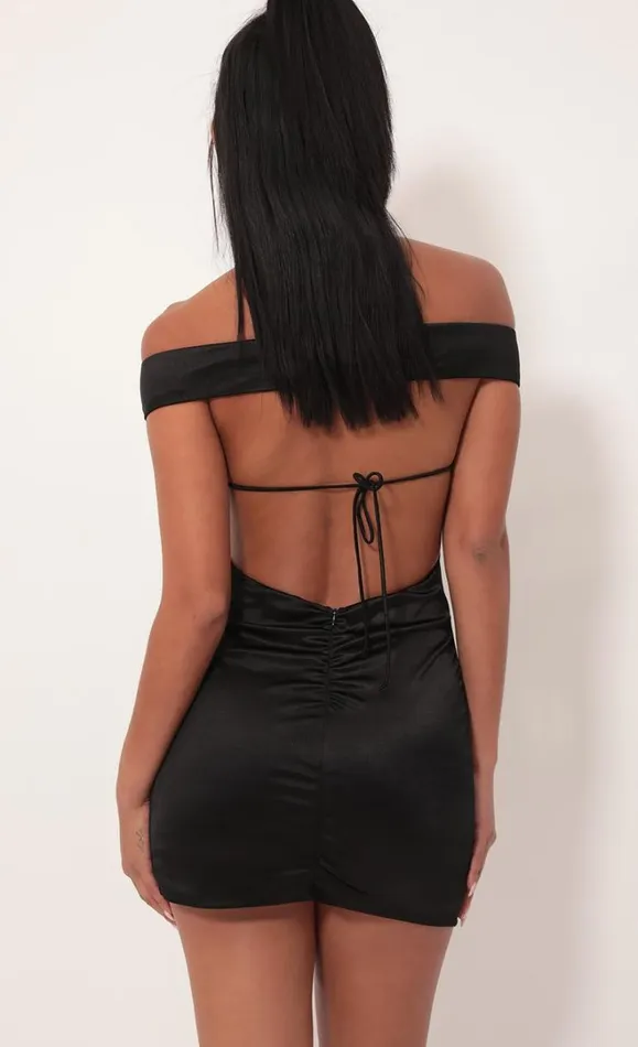 Satin Luxe Dress Black Women LUCY IN THE SKY Mini Dresses Satin Luxe Dress Black Women LUCY IN THE SKY Mini Dresses