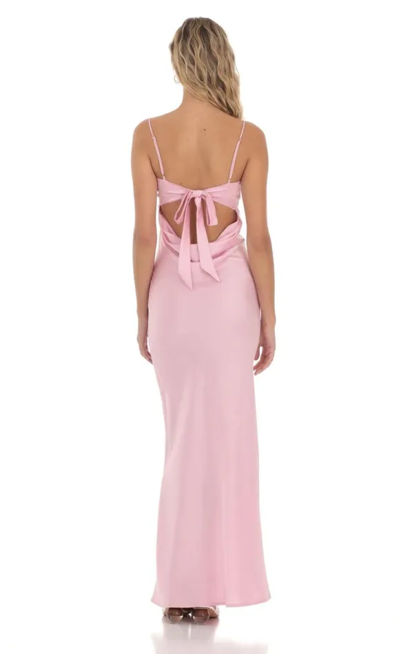 Satin Open Back Maxi Dress Pink Women LUCY IN THE SKY Maxi Dresses Satin Open Back Maxi Dress Pink Women LUCY IN THE SKY Maxi Dresses