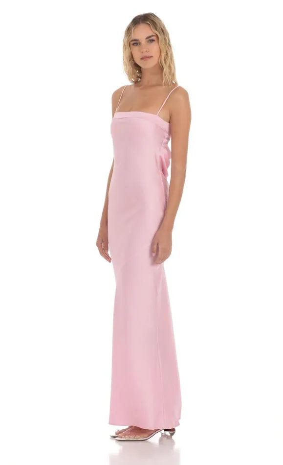 Satin Open Back Maxi Dress Pink Women LUCY IN THE SKY Maxi Dresses Satin Open Back Maxi Dress Pink Women LUCY IN THE SKY Maxi Dresses