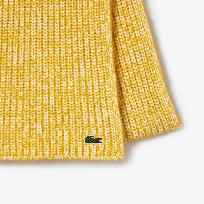 Scarves and Gloves WomenMen Lacoste Unisex Cotton And Mercerized Alpaca Scarf White Yellow P7i