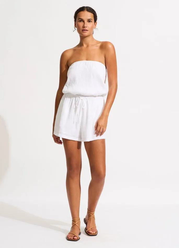 Seafolly Beach Dresses Women Crinkle Playsuit 8211 White