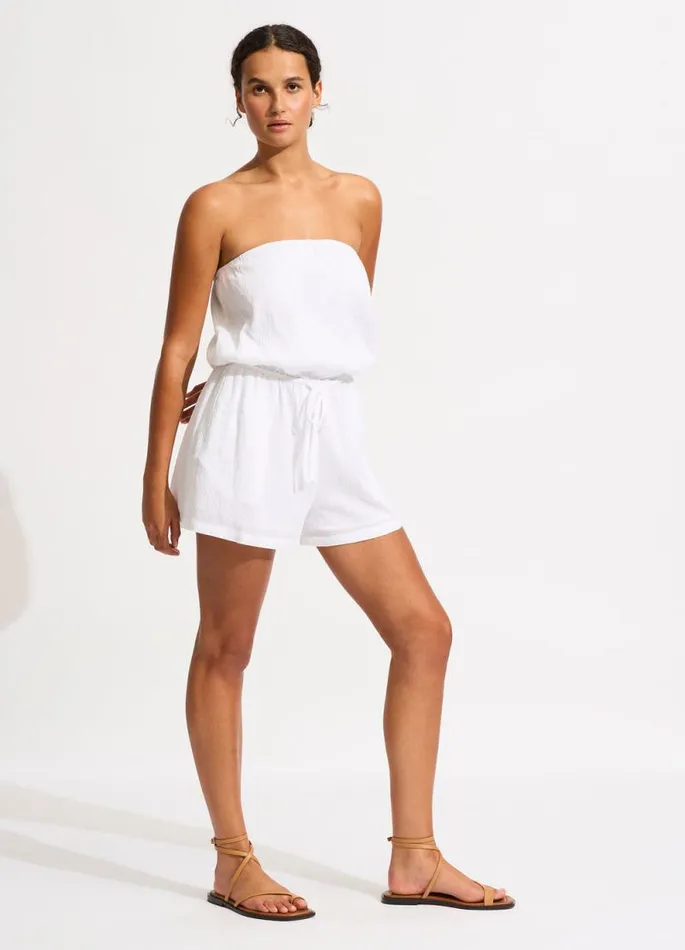 Seafolly Beach Dresses Women Crinkle Playsuit 8211 White