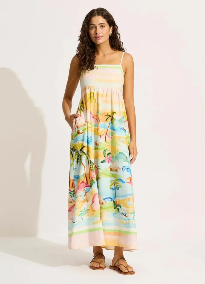Seafolly Beach Dresses Women South Pacific Maxi Dress 8211 Turquoise
