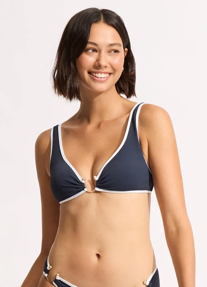 Seafolly Bralette Women Beach Bound Ring Front Tank Bikini Top 8211 True Navy