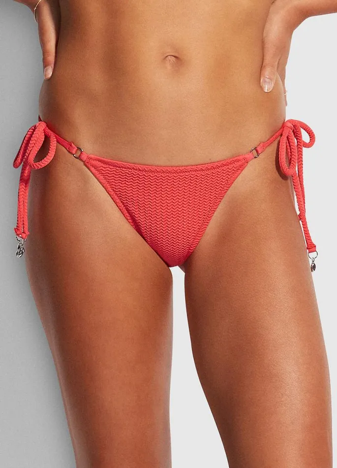 Seafolly Brazilian Women Sea Dive Tie Side Rio Pant 8211 FiestaCoral