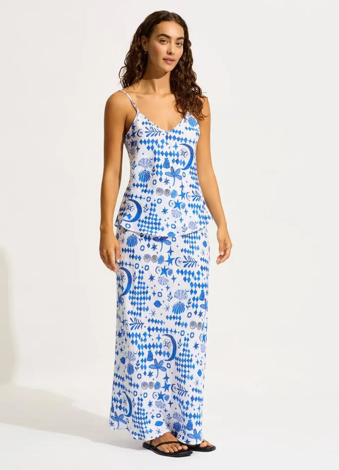 Seafolly Skirts and Sarongs Women Corfu Maxi Skirt 8211 Azure