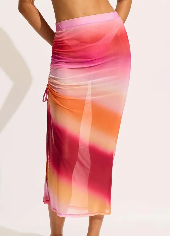 Seafolly Skirts and Sarongs Women Spectrum Mesh Midi Skirt 8211 Hot Pink