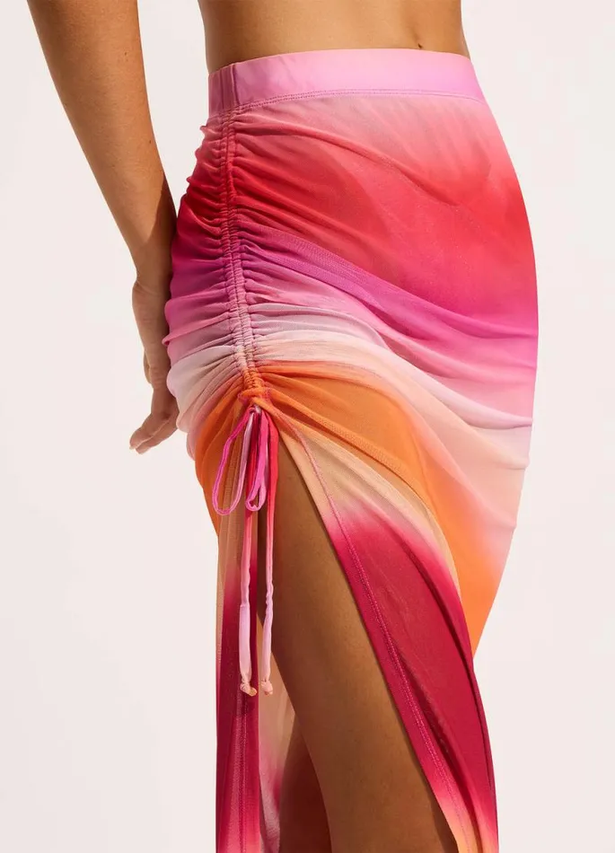 Seafolly Skirts and Sarongs Women Spectrum Mesh Midi Skirt 8211 Hot Pink