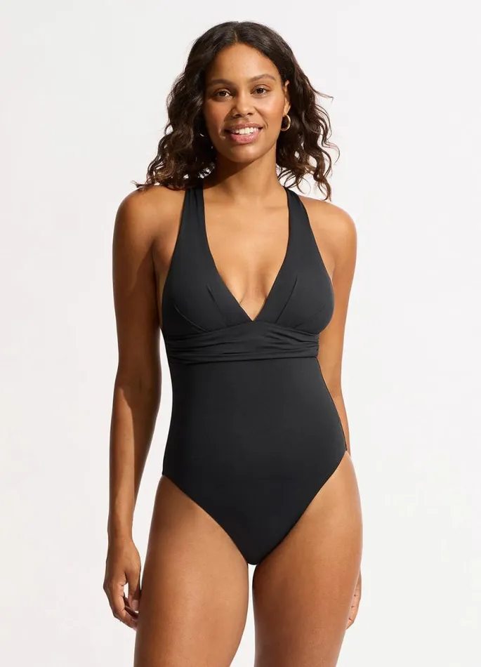 Seafolly V Neck Women Seafolly Collective Cross Back One Piece 8211 Black