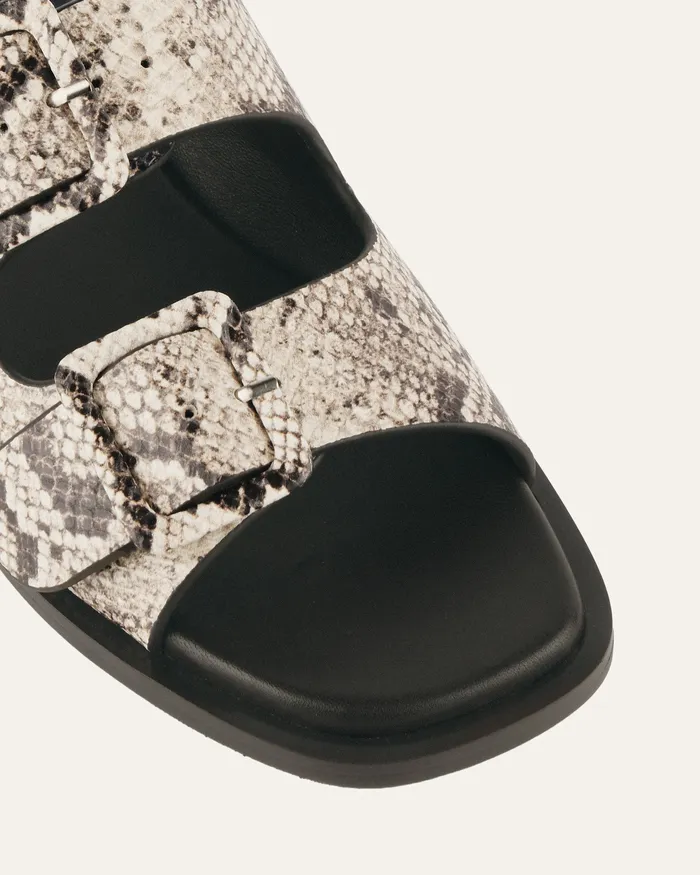 Sebastian flat slide natural snake print leather SLIDES jomercer Women