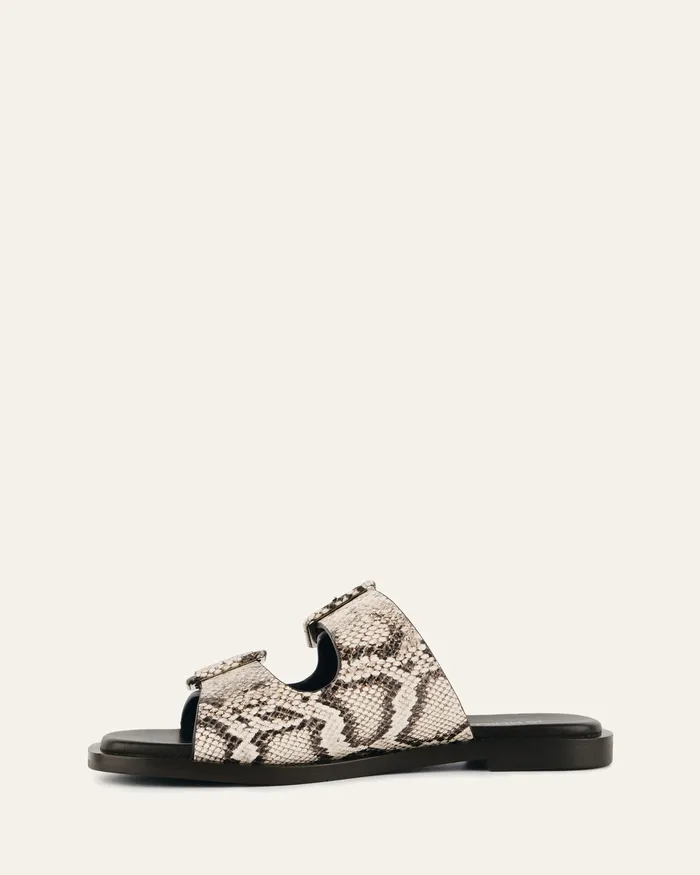 Sebastian flat slide natural snake print leather SLIDES jomercer Women