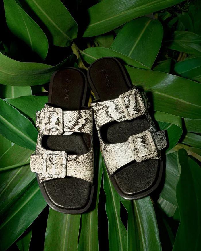 Sebastian flat slide natural snake print leather SLIDES jomercer Women