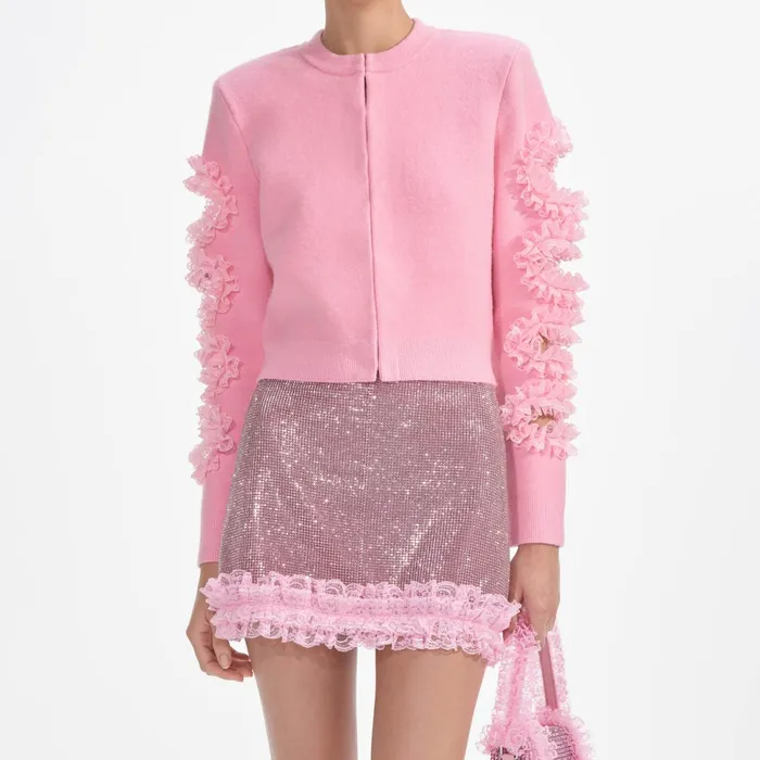 Self Portrait Bottoms Women Pink Crystal Chainmail Mini Skirt