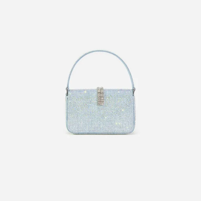 Self Portrait Denim Women Blue Rhinestone Denim Micro Bag