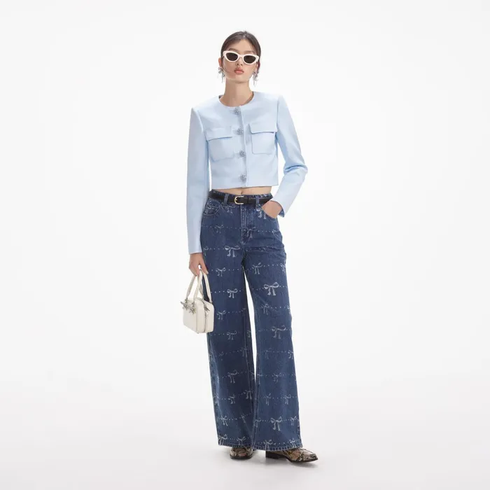 Self Portrait Denim Women Bow Print Jeans