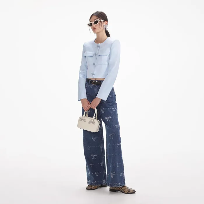 Self Portrait Denim Women Bow Print Jeans