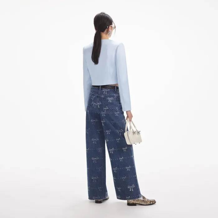 Self Portrait Denim Women Bow Print Jeans