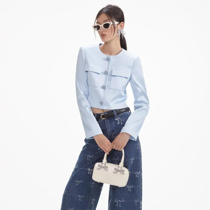 Self Portrait Denim Women Bow Print Jeans
