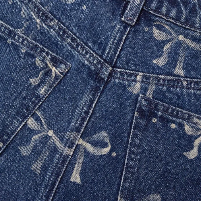Self Portrait Denim Women Bow Print Jeans