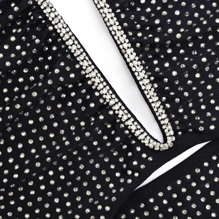 Self Portrait Dresses Women Black Jersey Rhinestone Maxi Dress