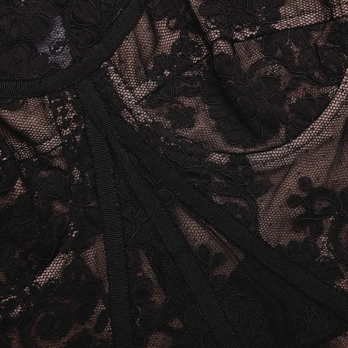 Self Portrait Dresses Women Black Lace Bustier Midi Dress