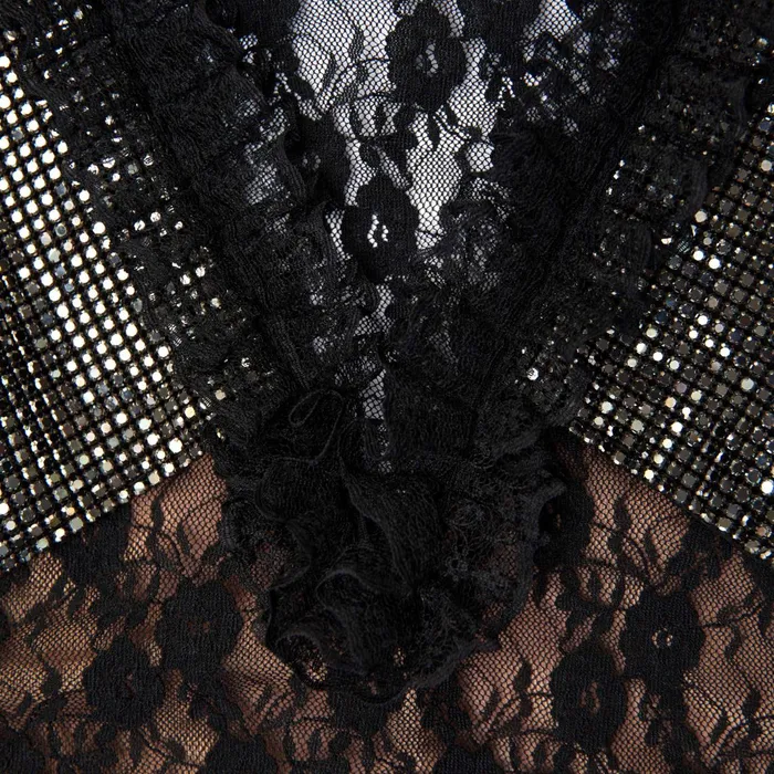 Self Portrait Dresses Women Black Lace Crystal Detail Mini Dress