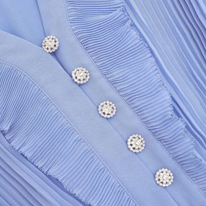 Self Portrait Dresses Women Blue Chiffon Maxi Dress
