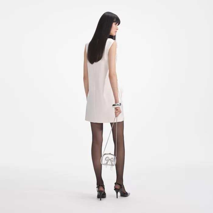 Self Portrait Dresses Women Cream 3D Flower Satin Mini Dress